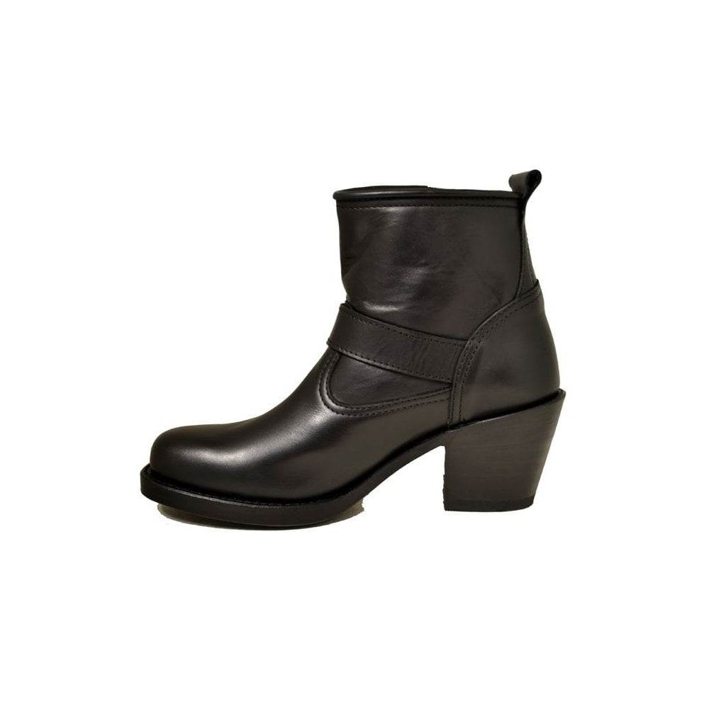 Sendra 12176 Black Leather High Heel Pull up Formal Ankle Boots
