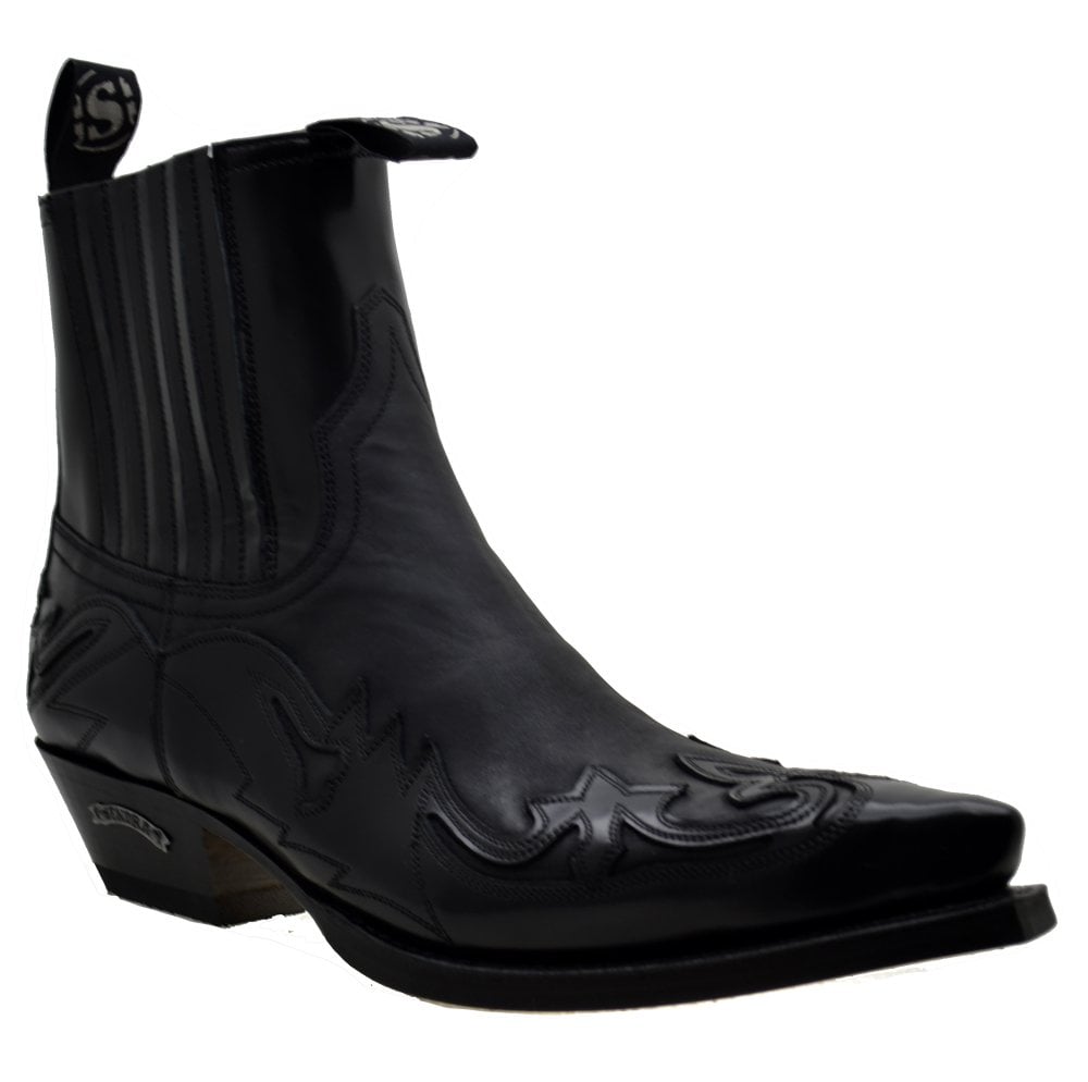 Sendra 4660 Black Leather Ankle Cowboy Boots