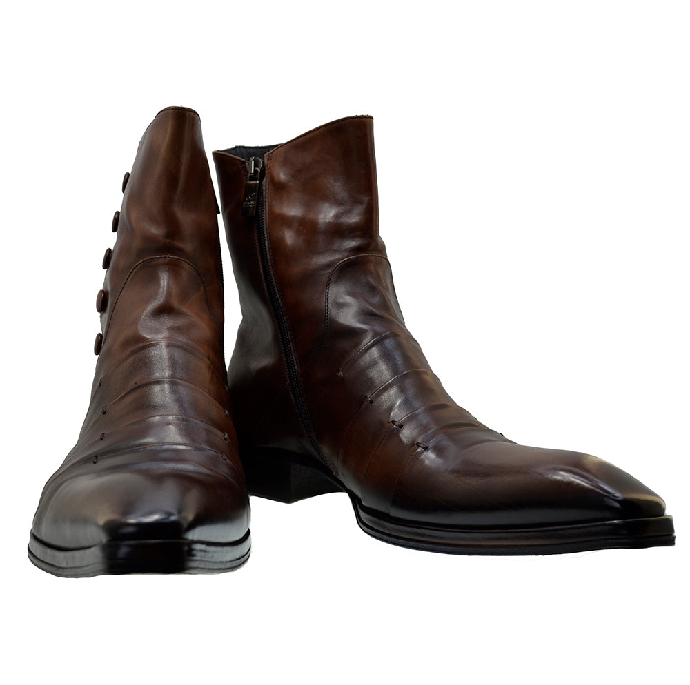 Italian Men's Shoes Jo Ghost 1832 Brown Leather Dress Ankle Boots