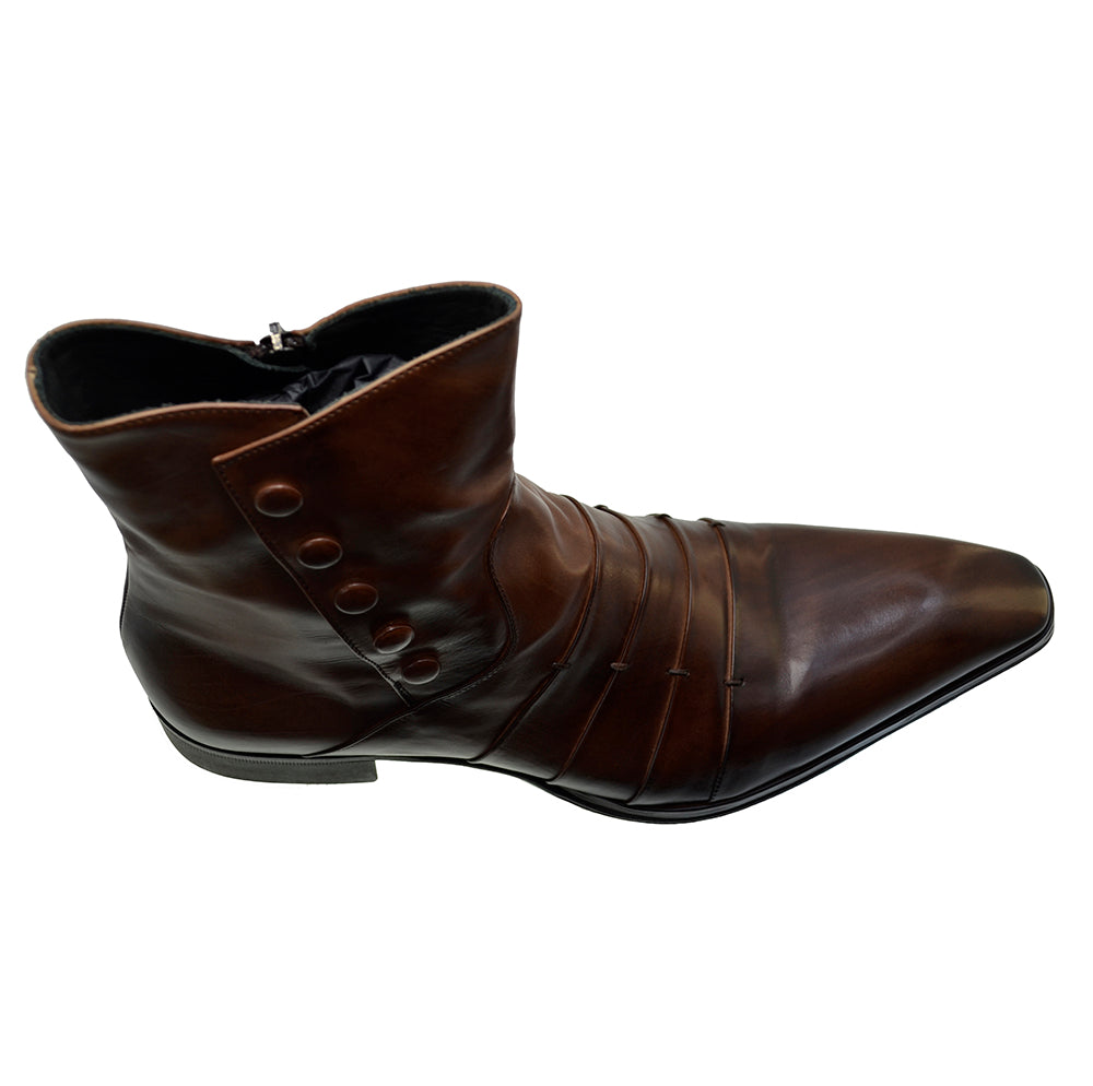 Italian Men's Shoes Jo Ghost 1832 Brown Leather Dress Ankle Boots