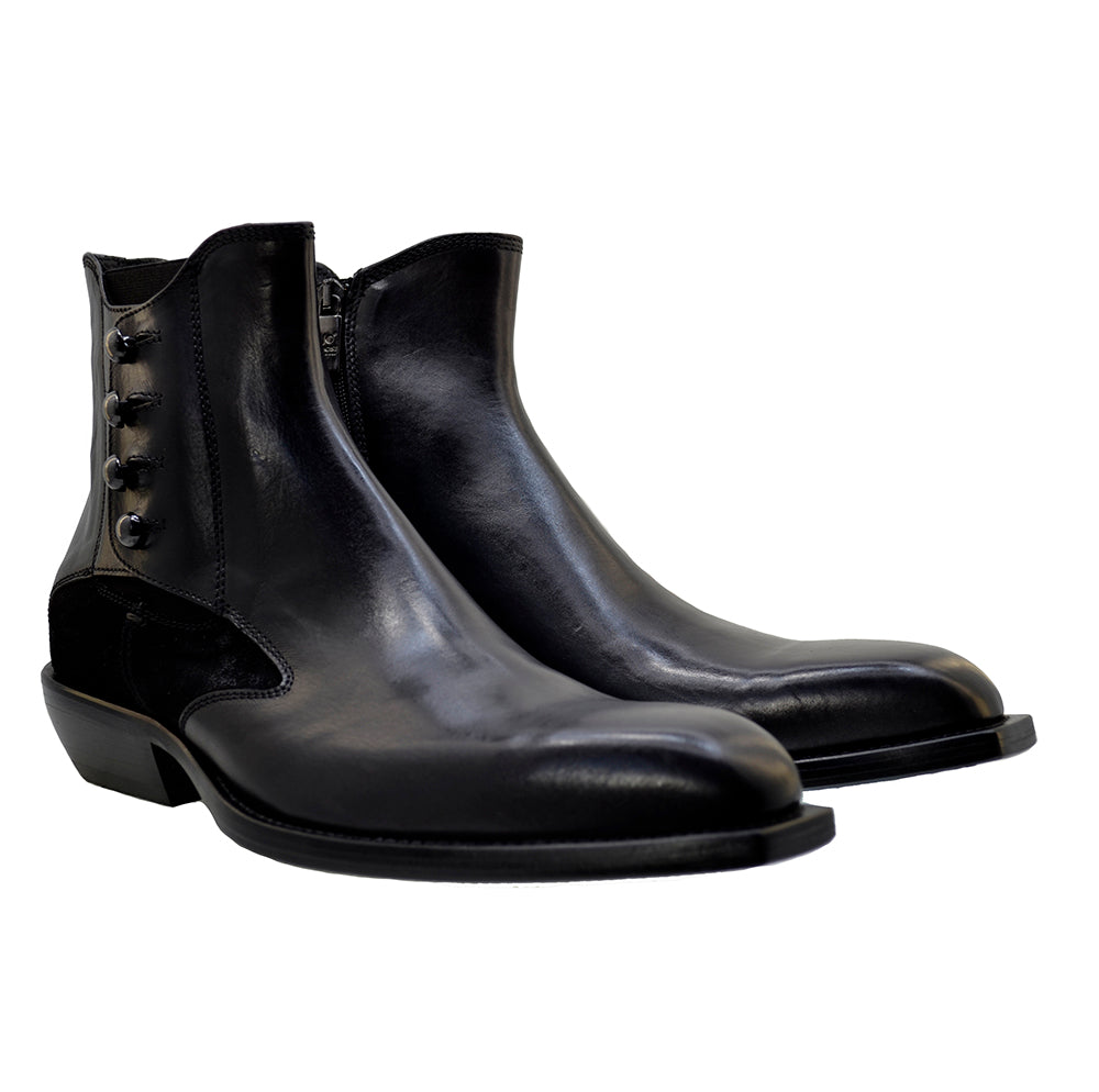 Italian Men's Shoes Jo Ghost 4757 Black Leather Dress Ankle Zipper Boots