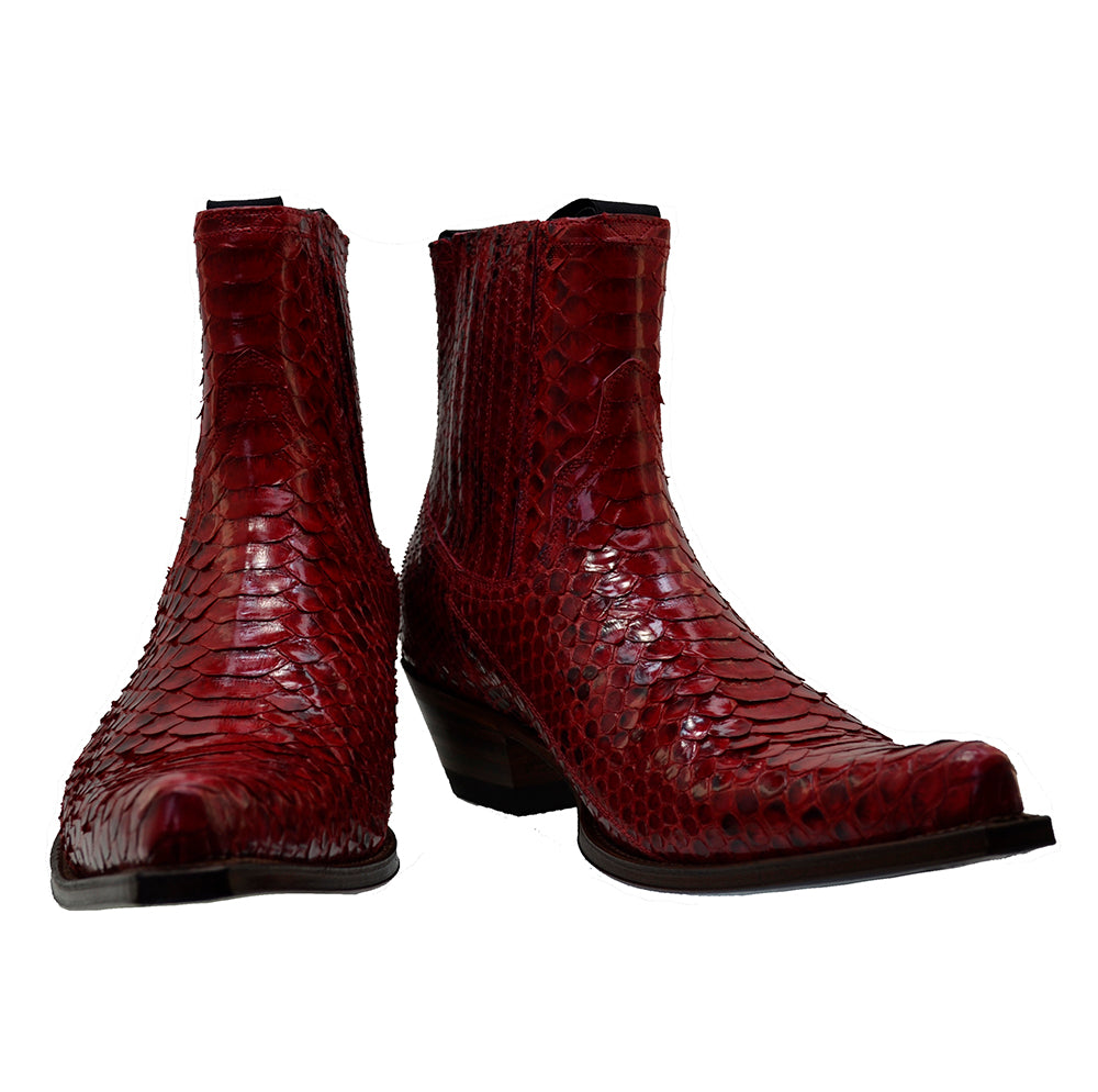 Men's Cowboy Boots Sendra 4375P Red Python Skin Cuban Heel