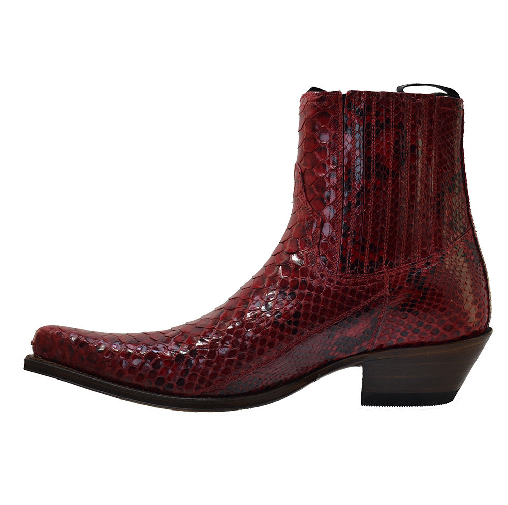 Men's Cowboy Boots Sendra 4375P Red Python Skin Cuban Heel