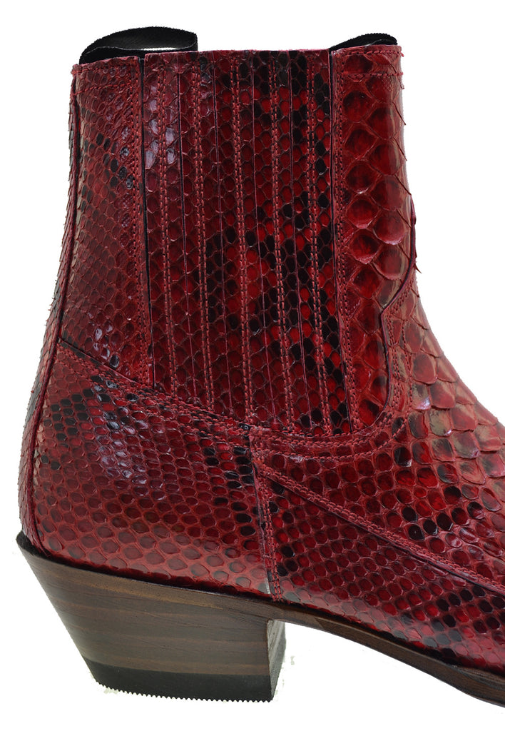 Sendra 4375P Red Python Skin Ankle Cowboy Boots