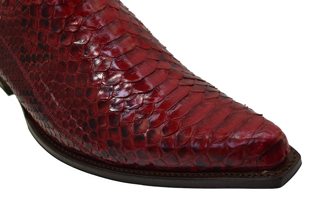 Men's Cowboy Boots Sendra 4375P Red Python Skin Cuban Heel