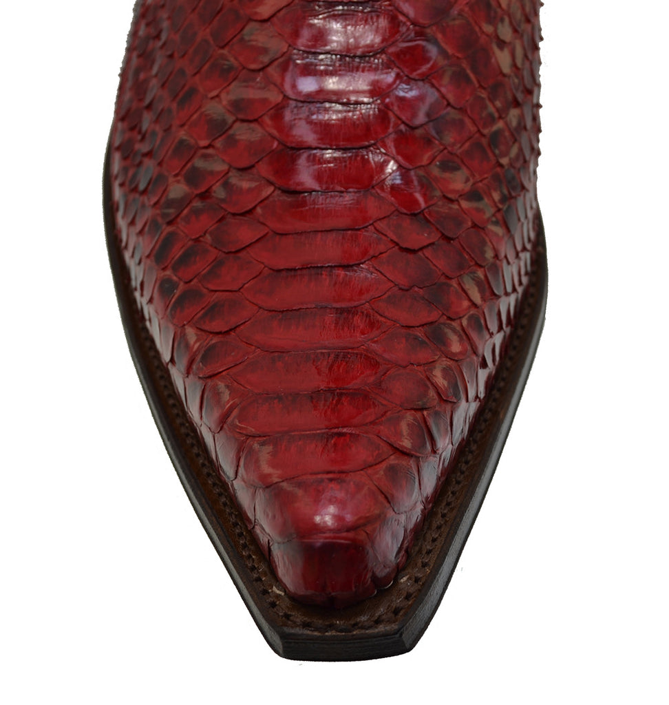 Men's Cowboy Boots Sendra 4375P Red Python Skin Cuban Heel
