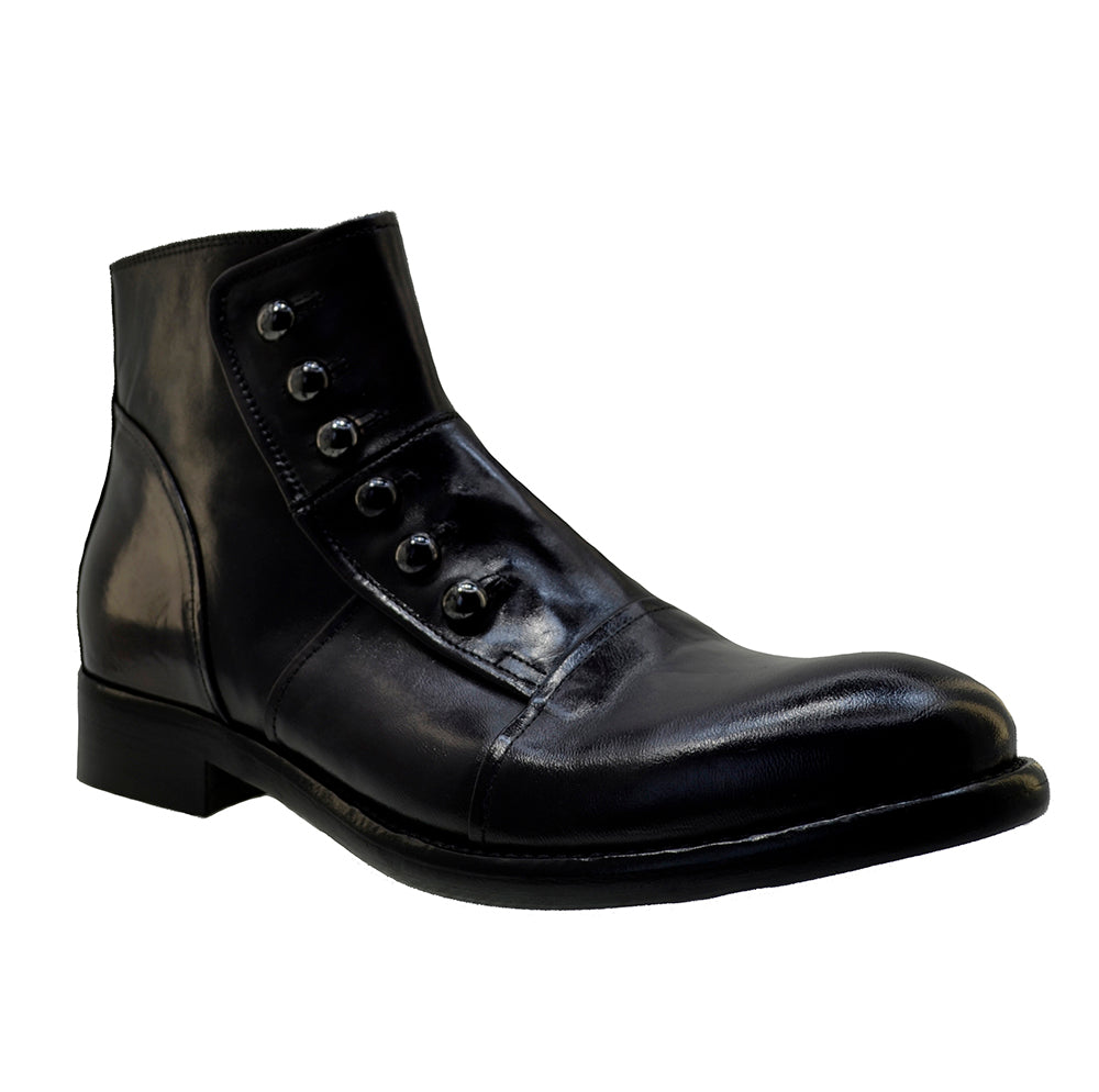 Men's Italian Shoes Jo Ghost 1225 Black Leather Formal Ankle Boots