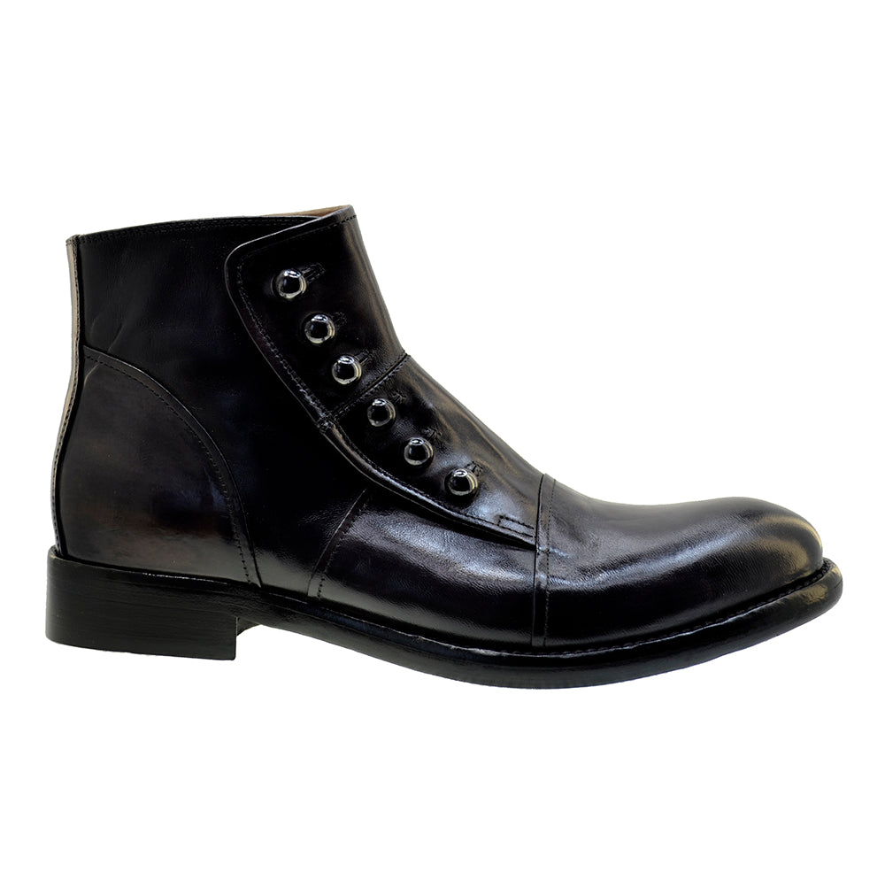 Men's Italian Shoes Jo Ghost 1225 Black Leather Formal Ankle Boots