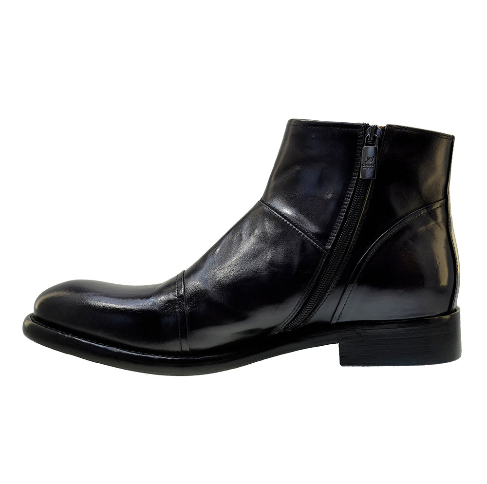 Men's Italian Shoes Jo Ghost 1225 Black Leather Formal Ankle Boots