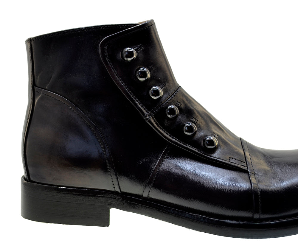 Men's Italian Shoes Jo Ghost 1225 Black Leather Formal Ankle Boots