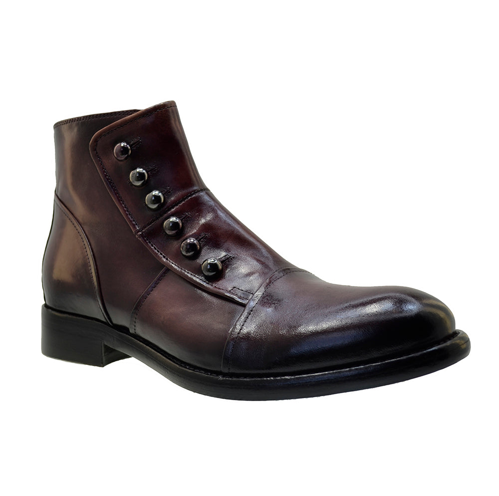 Men's Italian Shoes Jo Ghost 1225 Mulberry Leather Formal Ankle Boots