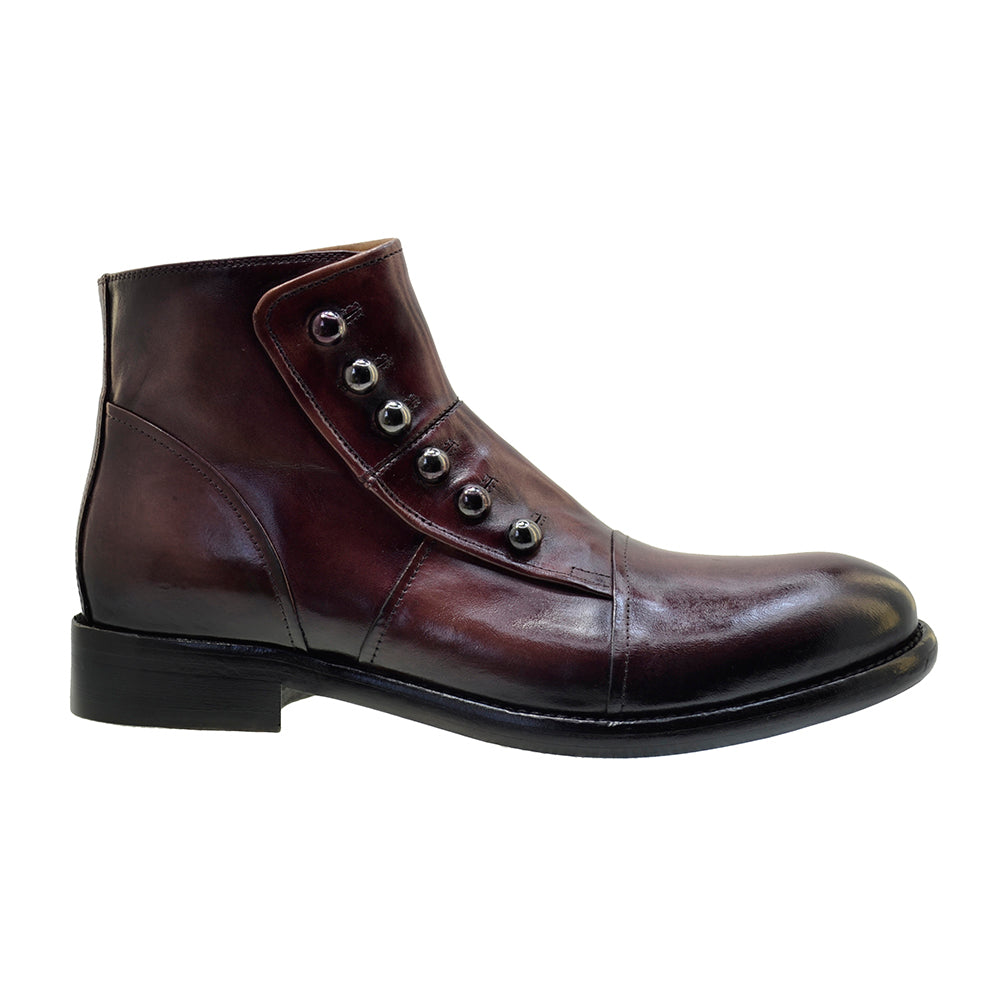 Men's Italian Shoes Jo Ghost 1225 Mulberry Leather Formal Ankle Boots