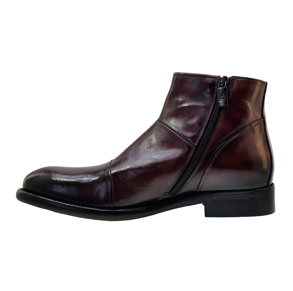 Men's Italian Shoes Jo Ghost 1225 Mulberry Leather Formal Ankle Boots