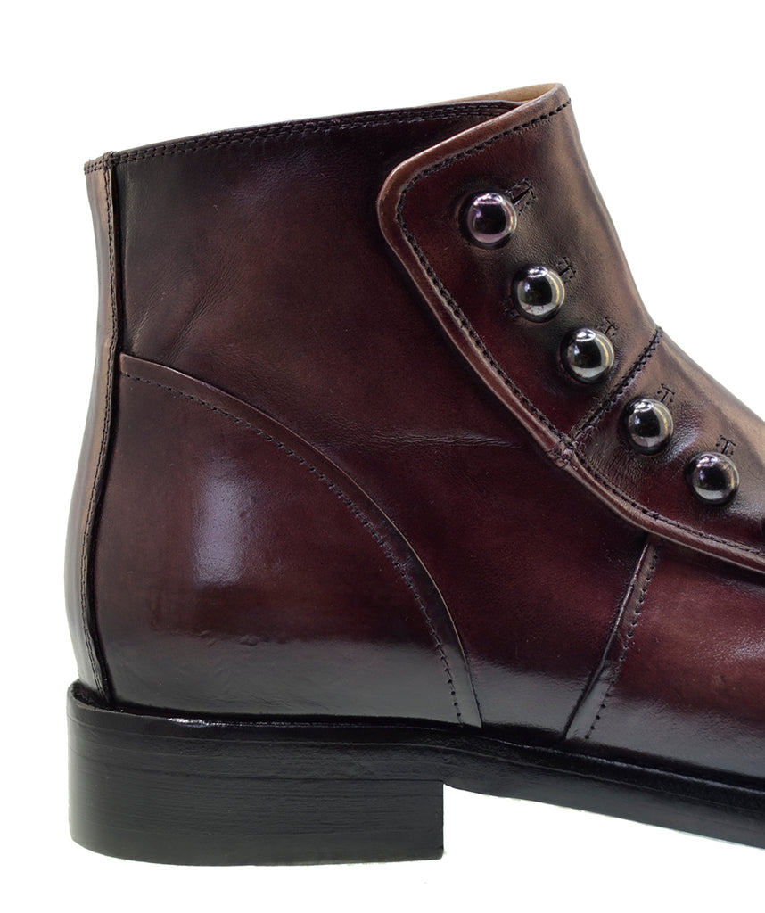 Men's Italian Shoes Jo Ghost 1225 Mulberry Leather Formal Ankle Boots