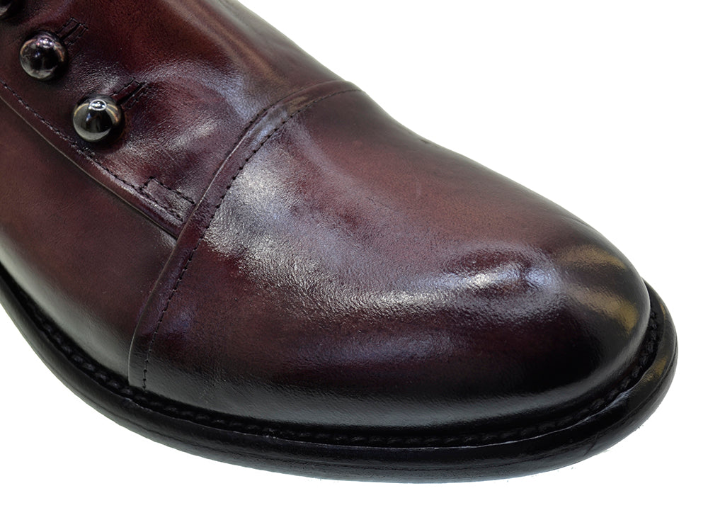 Men's Italian Shoes Jo Ghost 1225 Mulberry Leather Formal Ankle Boots
