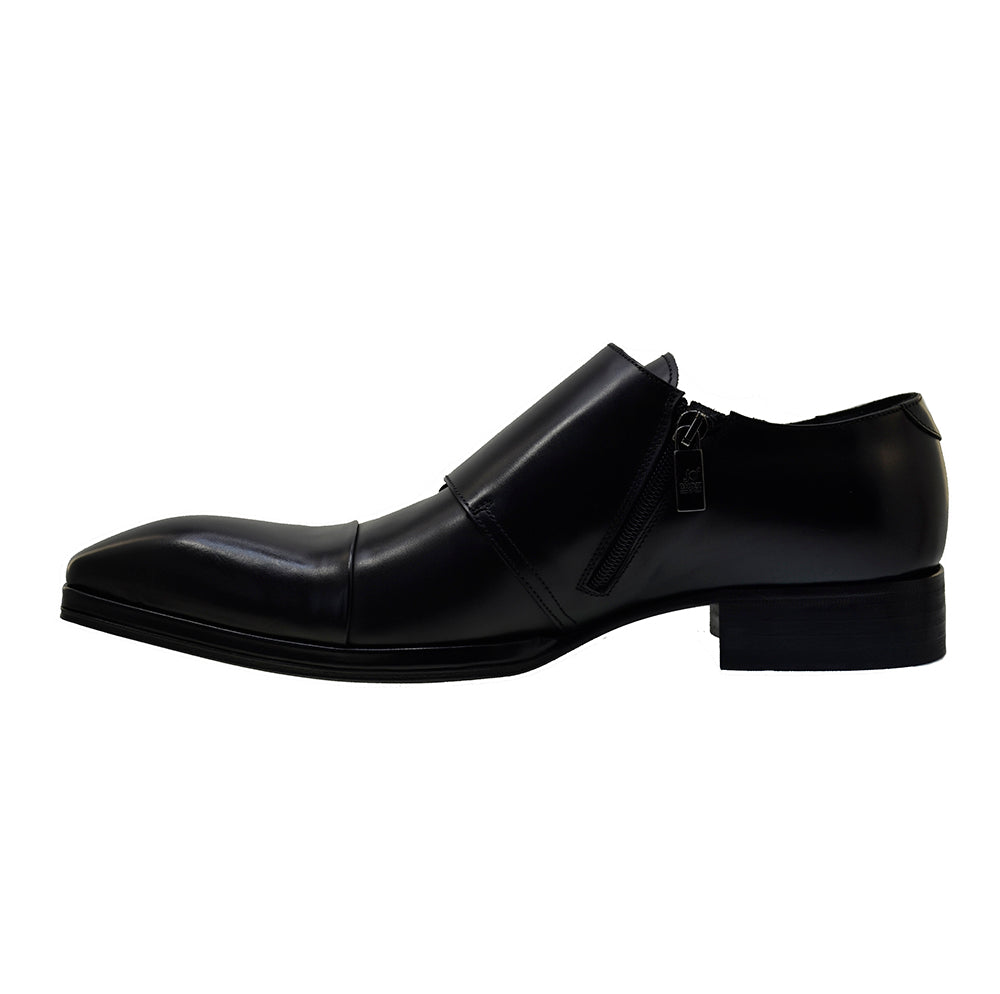 Men's Italian Shoes Jo Ghost 1552 Black Leather Formal Buckle Shoes