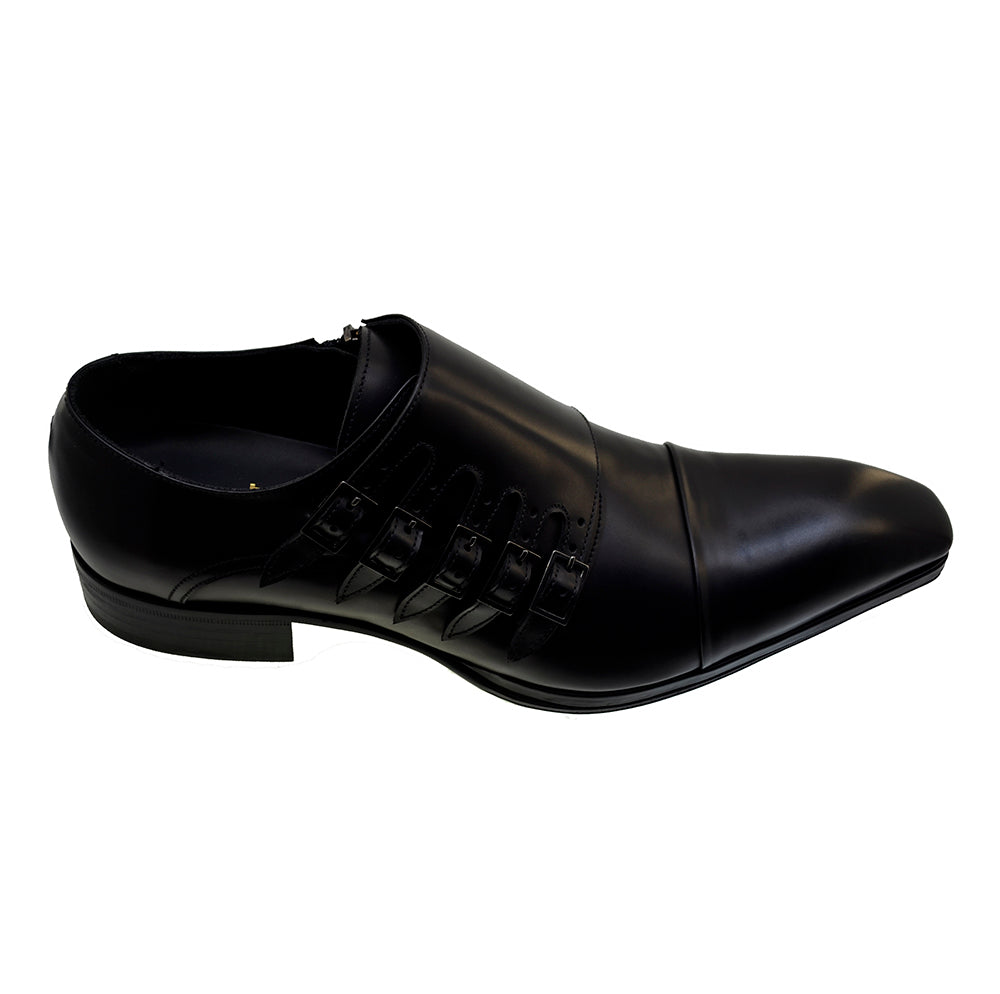 Men's Italian Shoes Jo Ghost 1552 Black Leather Formal Buckle Shoes