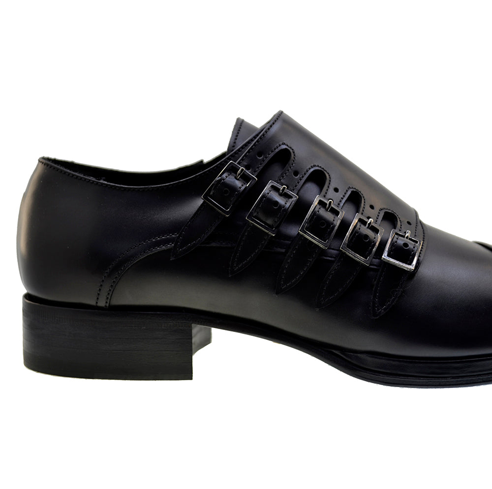 Men's Italian Shoes Jo Ghost 1552 Black Leather Formal Buckle Shoes