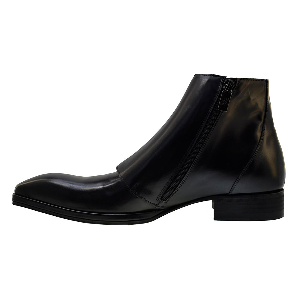 Italian Men's Shoes Jo Ghost 1554 Black Leather Buckle Dress Ankle Zipper Boots