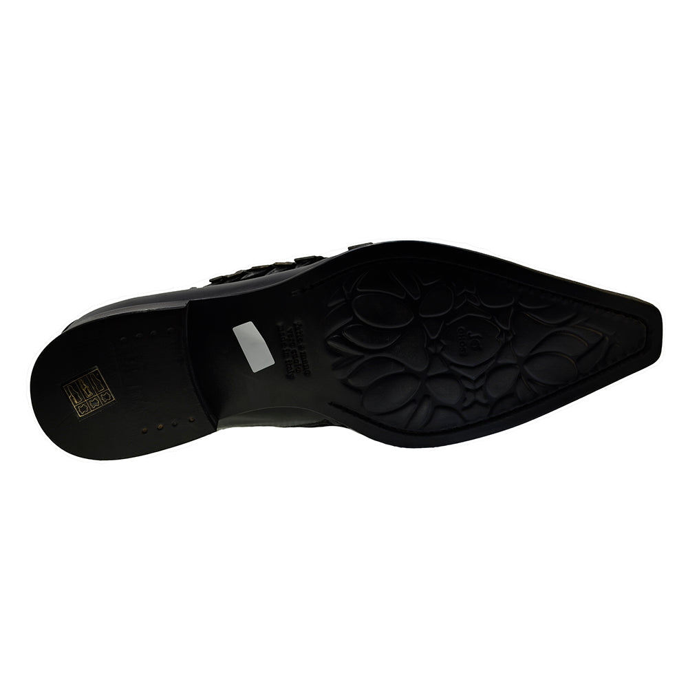 Italian Men's Shoes Jo Ghost 1554 Black Leather Buckle Dress Ankle Zipper Boots