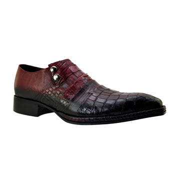 Men's Italian Shoes Jo Ghost 1831 Red Print Crocodile Leather Dress Shoes