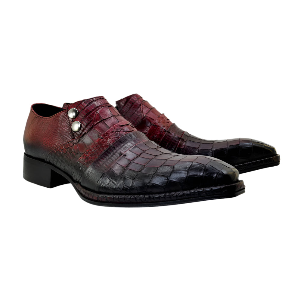 Men's Italian Shoes Jo Ghost 1831 Red Print Crocodile Leather Dress Shoes