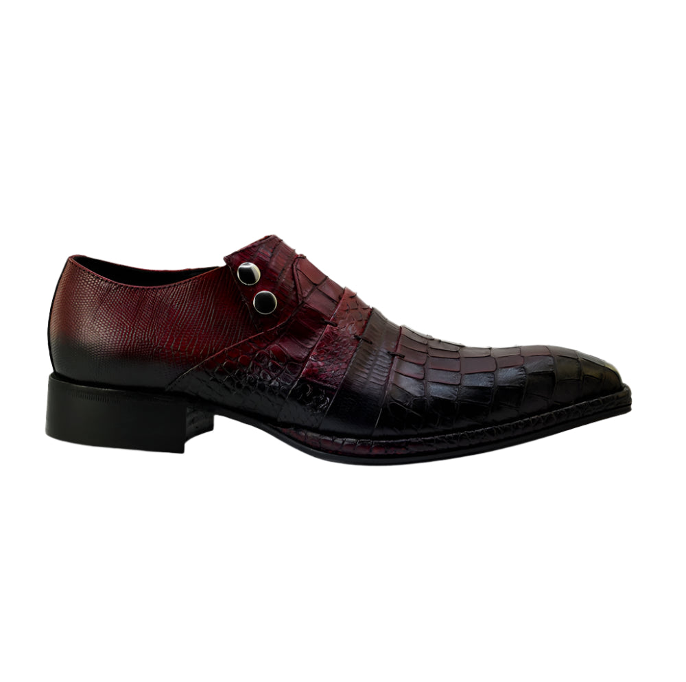 Men's Italian Shoes Jo Ghost 1831 Red Print Crocodile Leather Dress Shoes