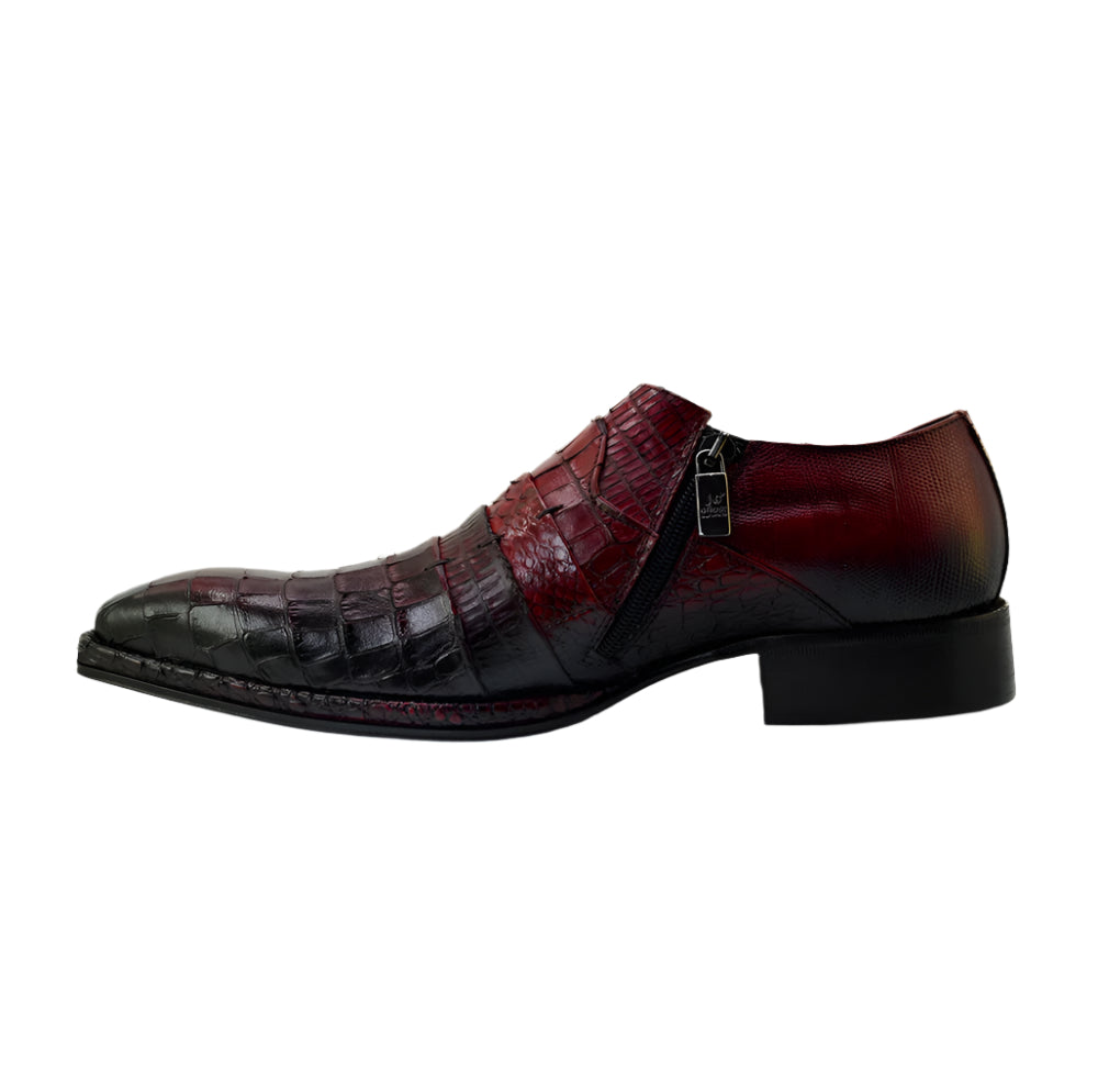 Men's Italian Shoes Jo Ghost 1831 Red Print Crocodile Leather Dress Shoes