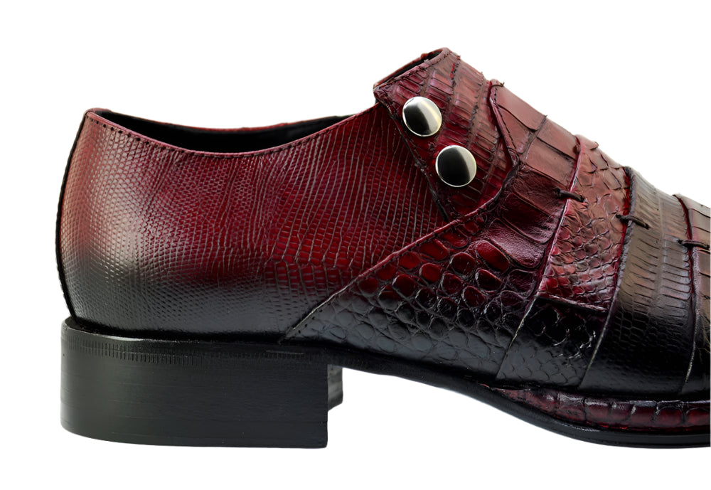 Men's Italian Shoes Jo Ghost 1831 Red Print Crocodile Leather Dress Shoes