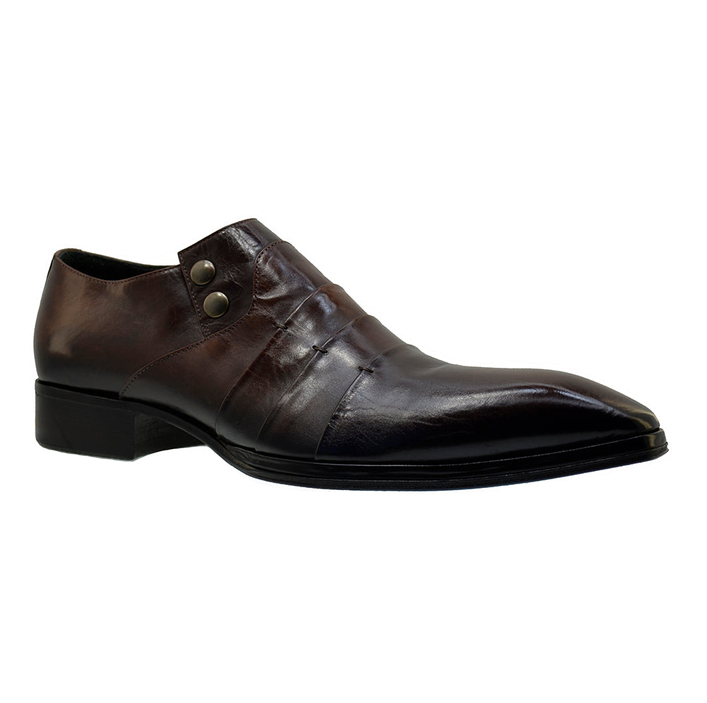Italian Men's Shoes Jo Ghost 1831 Brown Leather Cut Dress Shoes