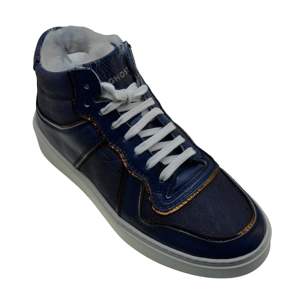 Men's Italian Sneaker Jo Ghost 232 Blue Navy Low Ankle Sneakers