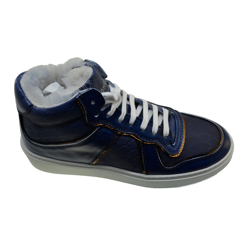 Men's Italian Sneaker Jo Ghost 232 Blue Navy Low Ankle Sneakers