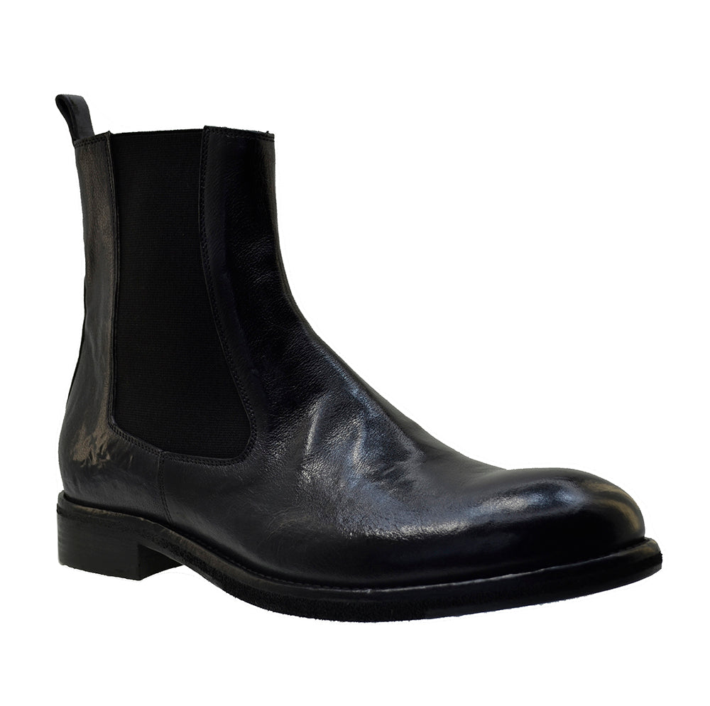 Men's Italian Shoes Jo Ghost 2816 Black Leather Chelsea Boots