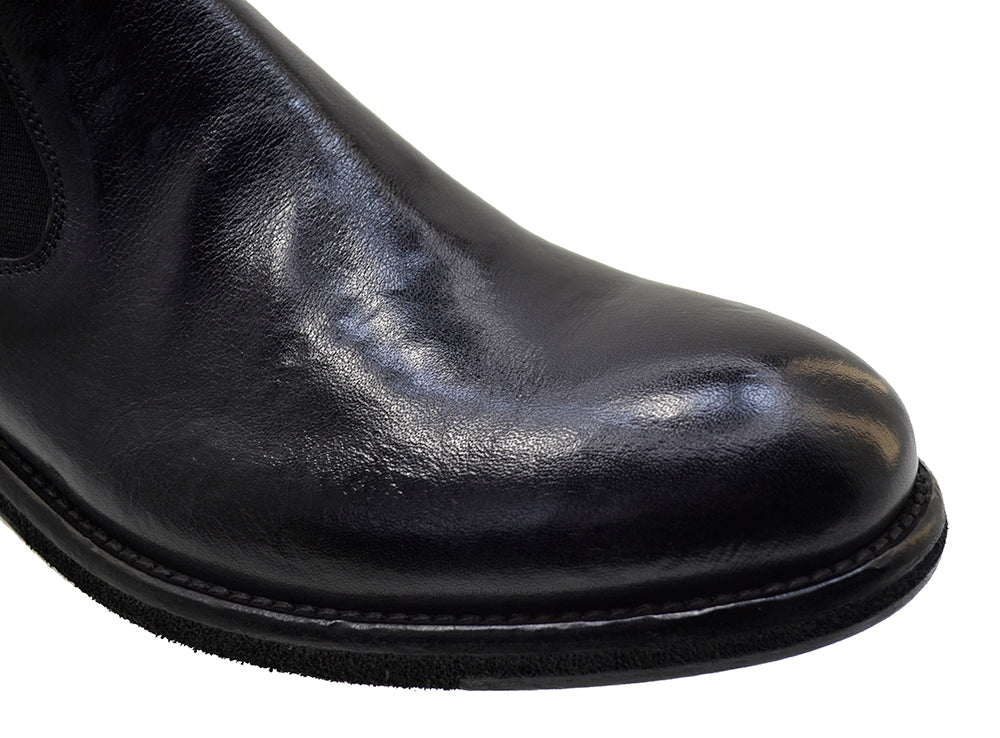 Italian Men's Shoes Jo Ghost 2816 Black Leather Ankle Zipper Chelsea Boots