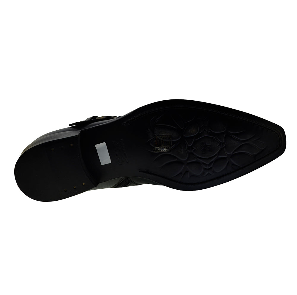 Italian Men's Shoes Jo Ghost 2820 Black Leather Buckle Ankle Chelsea Zipper Boots