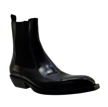 Men's Italian Shoes Jo Ghost 2822 Black Leather Cuban Heel Chelsea Boots