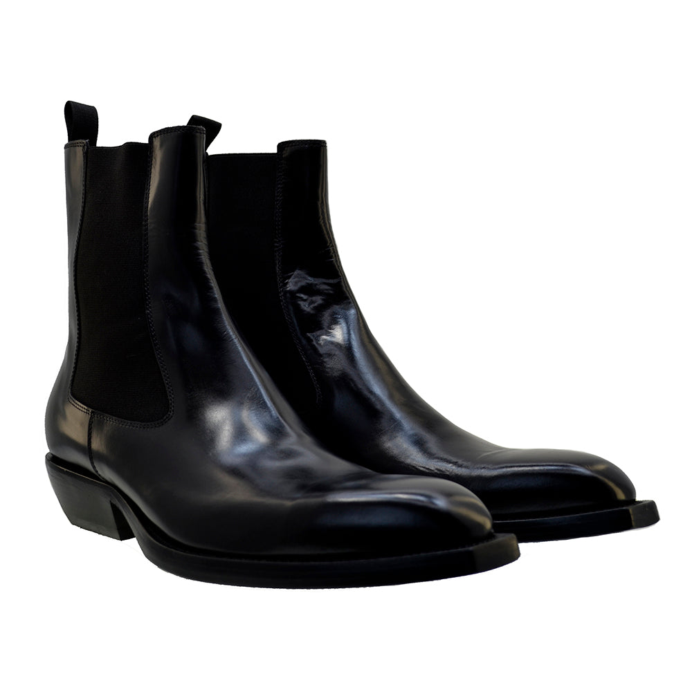 Men's Italian Shoes Jo Ghost 2822 Black Leather Cuban Heel Chelsea Boots