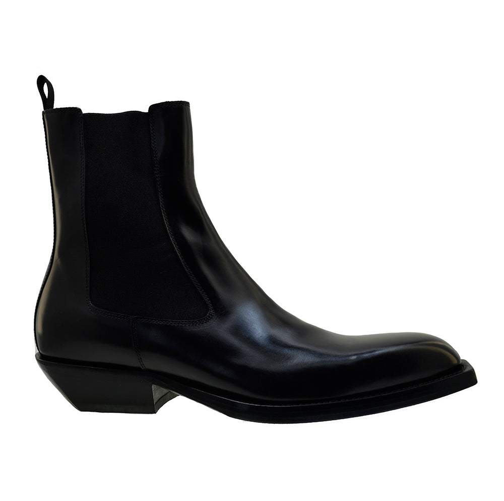 Men's Italian Shoes Jo Ghost 2822 Black Leather Cuban Heel Chelsea Boots