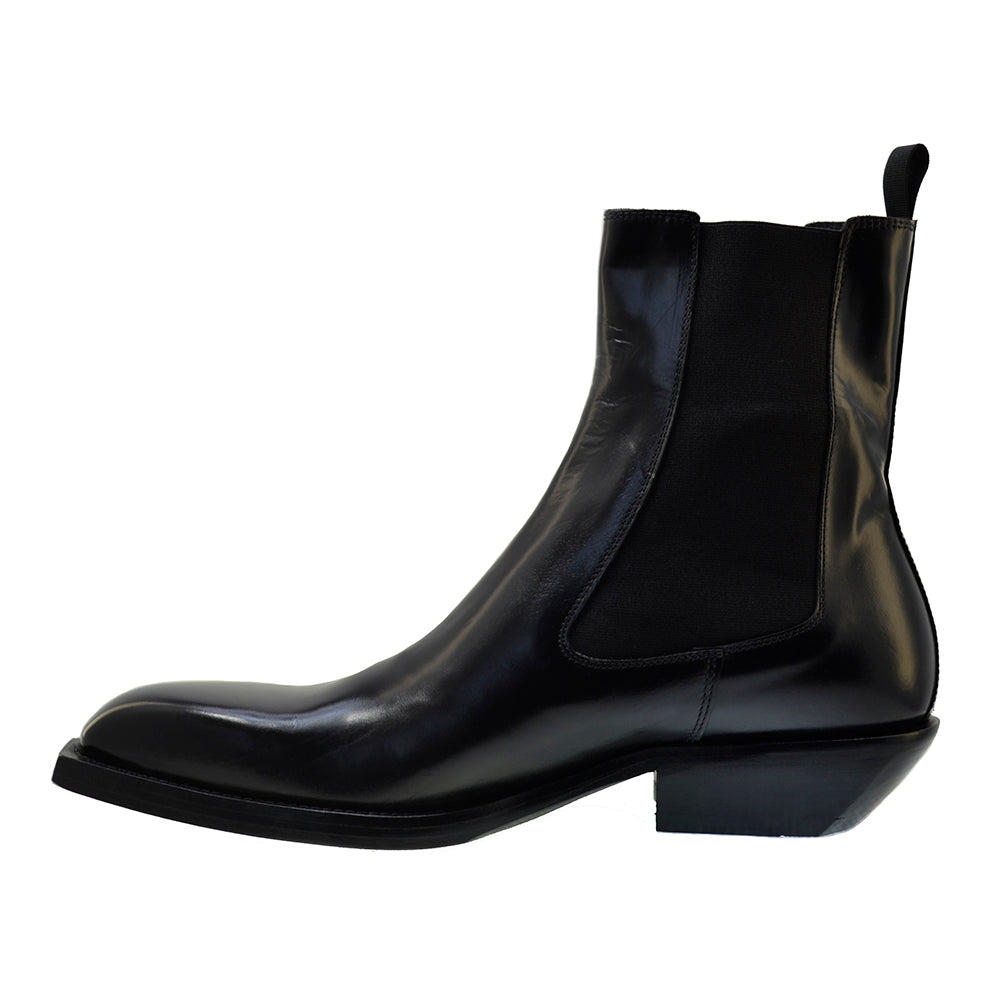 Italian Men's Shoes Jo Ghost 2822 Black Leather Cuban Heel Ankle Chelsea Boots