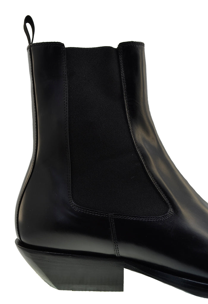 Men's Italian Shoes Jo Ghost 2822 Black Leather Cuban Heel Chelsea Boots