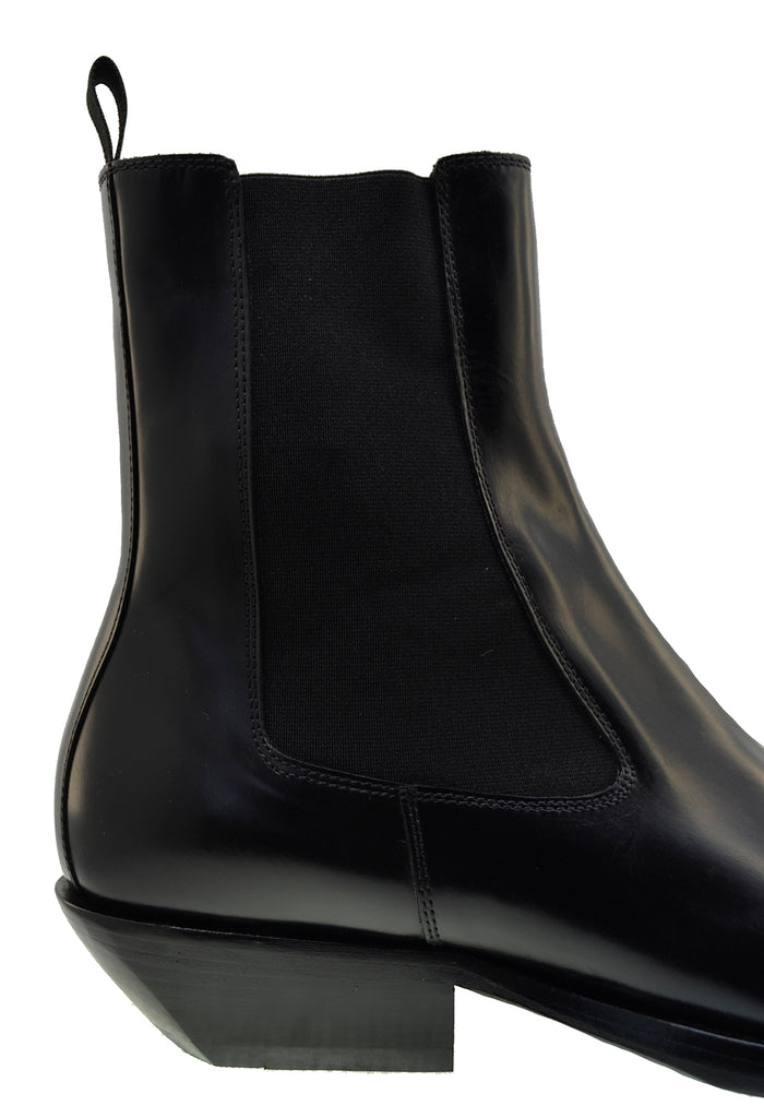 Italian Men's Shoes Jo Ghost 2822 Black Leather Cuban Heel Ankle Chelsea Boots
