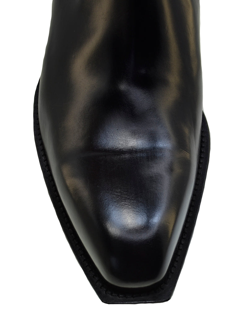 Men's Italian Shoes Jo Ghost 2822 Black Leather Cuban Heel Chelsea Boots