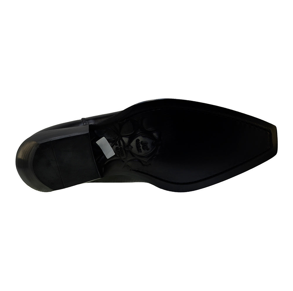 Italian Men's Shoes Jo Ghost 2822 Black Leather Cuban Heel Ankle Chelsea Boots
