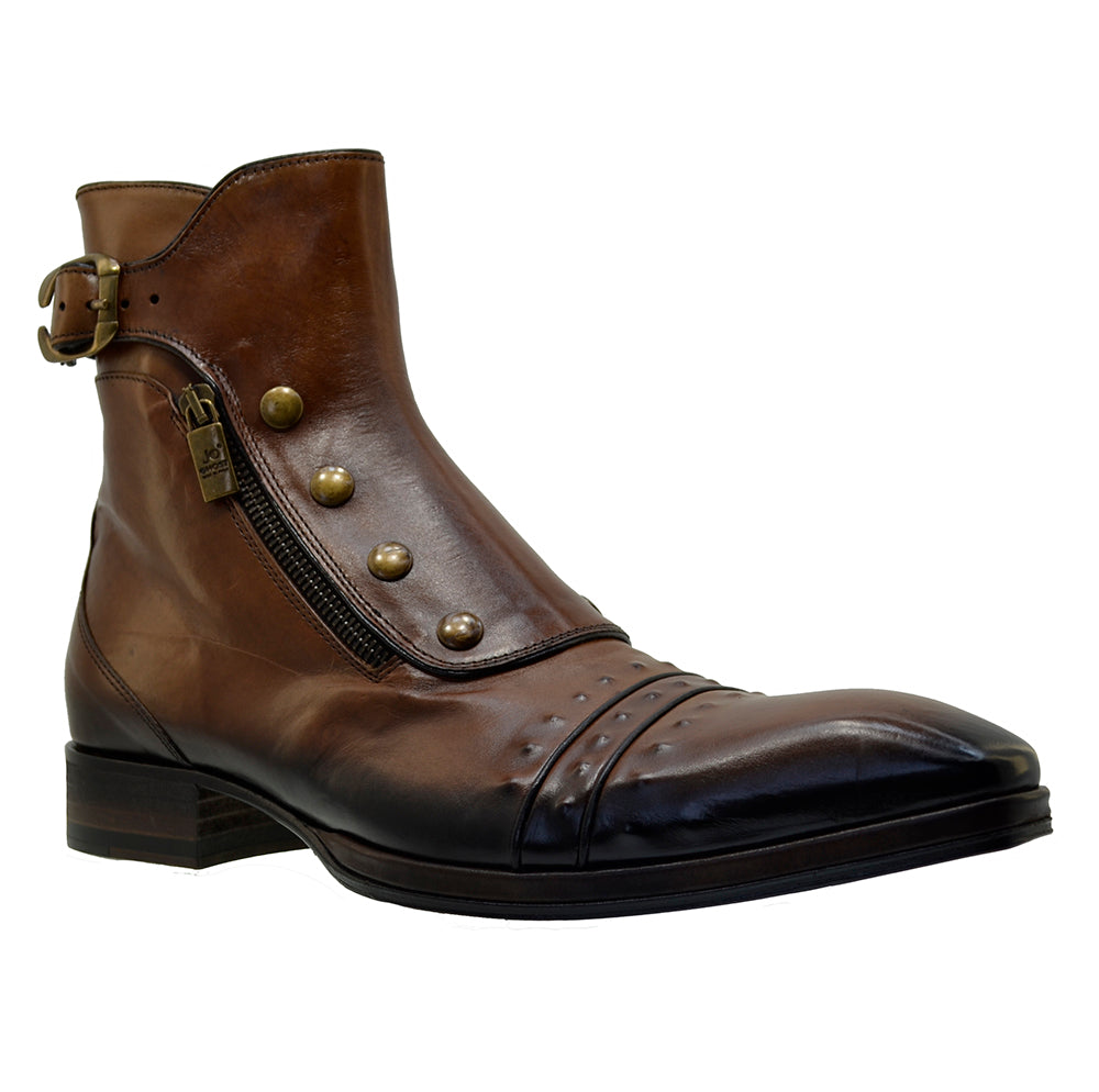Men's Italian Shoes Jo Ghost 3206 Brown Leather Formal Ankle Boots