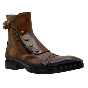 Men's Italian Shoes Jo Ghost 3206 Brown Leather Formal Ankle Boots
