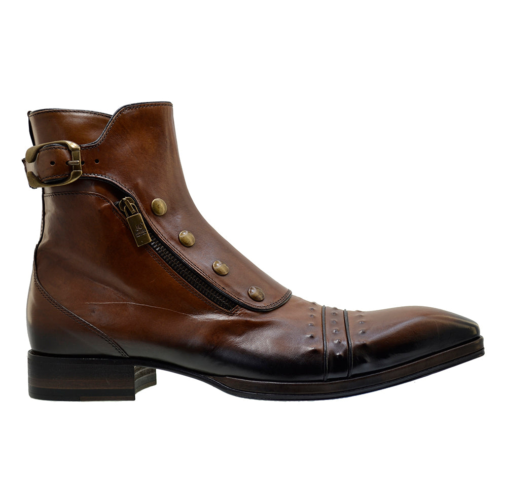 Men's Italian Shoes Jo Ghost 3206 Brown Leather Formal Ankle Boots