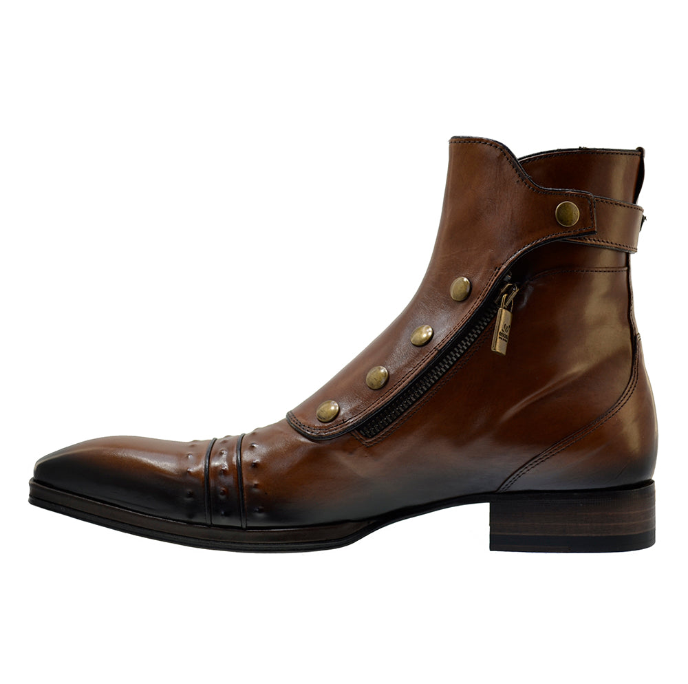 Men's Italian Shoes Jo Ghost 3206 Brown Leather Formal Ankle Boots