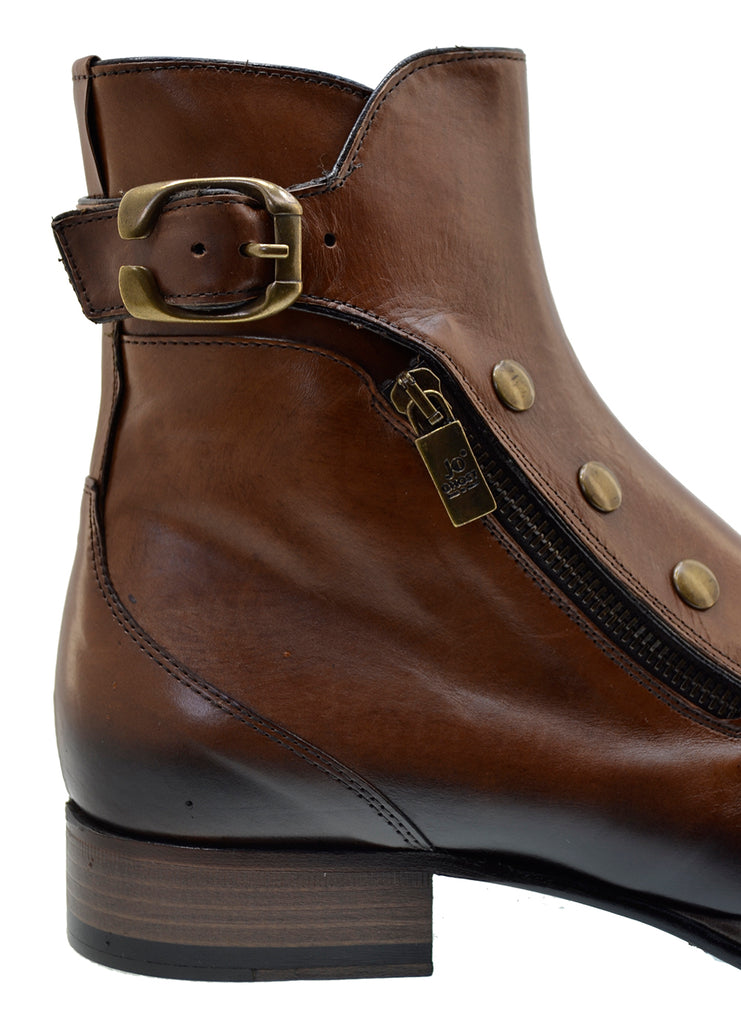 Men's Italian Shoes Jo Ghost 3206 Brown Leather Formal Ankle Boots