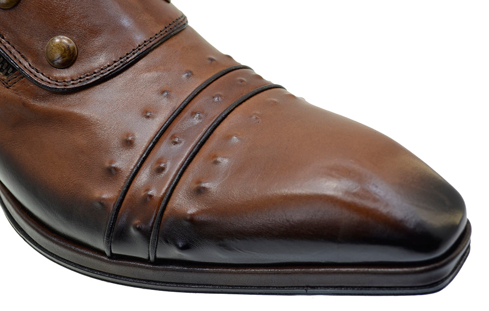 Men's Italian Shoes Jo Ghost 3206 Brown Leather Formal Ankle Boots
