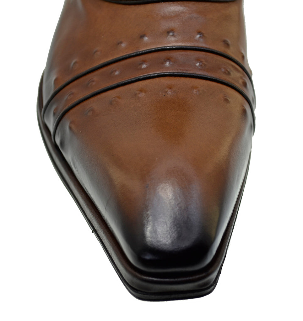 Men's Italian Shoes Jo Ghost 3206 Brown Leather Formal Ankle Boots